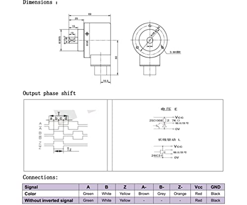 58mm Külső Átmérő 10mm Optikai Elemi Rotary Encoder 500ppr 5~26V HTL Aljzatba