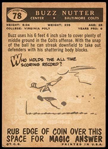 1959 Topps 78 Buzz Bolond Baltimore Colts (Foci Kártya) EX/MT Colts Virginia Tech