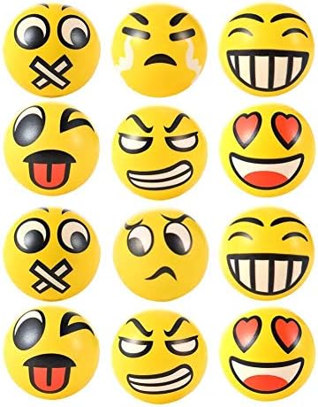 Szabadság Behozatal 24 Csomag Sárga Szorítani Emoji Stressz labda - Puha PU Hab Érzékszervi Játékok, Gyerekeknek, Gyerek, Felnőtt