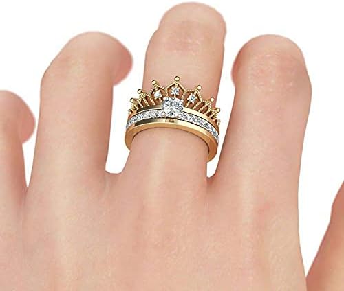 Divat Gyűrű Női Korona Két-in-one Mikro-Berakásos Két Tagú Cirkon Levehető, Eljegyzési Gyűrű, jegygyűrű, a Nők Ígéret Gyűrű