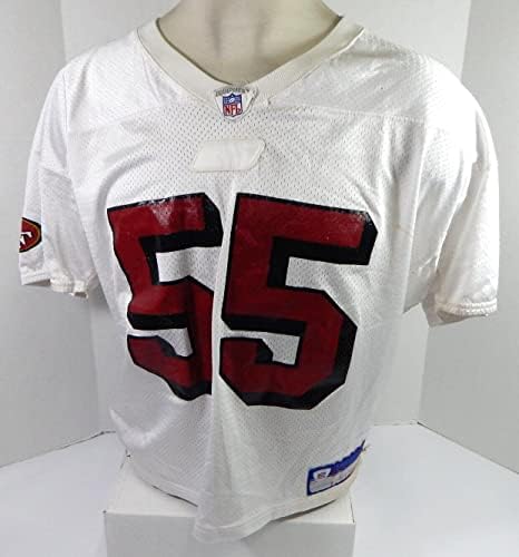 2002-ben a San Francisco 49ers Jamie Winborn 55 Játékban Használt Fehér Gyakorlat Jersey XL 23 - Aláíratlan NFL Játék Használt