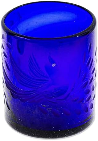 NOVICA Paloma Azul Fújt Üveg Gyümölcslevet Szemüveg Szett (6)