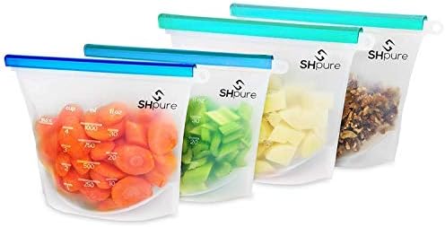 SHPure Újrafelhasználható Szilikon Élelmiszer Tároló Zsák - Légmentesen hűtőben táskák Megőrzése & Főzés - Sous Vide -, Folyadék