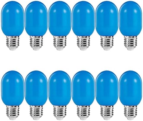 YDJoo 12 Pack LED Kék Villanykörtét 1W Szín Globe Izzók Dekoratív Este Villanykörte E26 E27 Közepes Bázis String Fény, az Ünnep, Esküvői