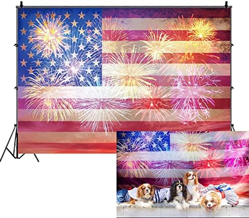 Amerikai Zászló Hátteret 10x8ft Függetlenség Napja Tűzijáték, Party Dekoráció Hátteret július 4. Függetlenség Napja Fotók