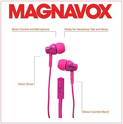 Magnavox MHP4851-PK fülhallgató Mikrofonnal Rózsaszín | Rendelkezésre Rózsaszín, Fekete & Fehér | fülhallgató, Vezetékes
