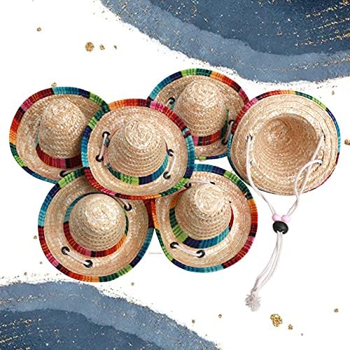 Topgalaxy.Z 6 Pack Természetes Szalma Mini Sombrero/Mini Mexikói Parti Kalap, Asztali Party Kellékek, Cinco de Mayo Mexikói Fiesta