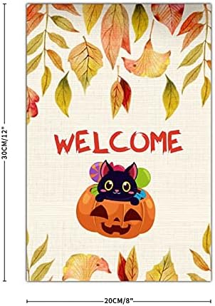 Tök Fekete Macska Adóazonosító Jel Őszi Levelek Koszorú Halloween Vintage Nyomtatás Fém Tábla Vicces Őszi Téli Wall Art Dekor Hálaadás