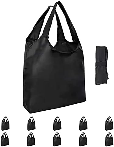 10 Pack Fekete Újrafelhasználható Táskák & 1 Csomag Vászon Táska