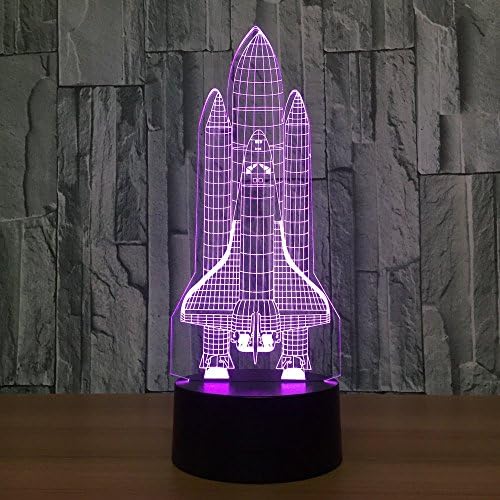 3D Rakéta Éjszakai Fény USB-Kapcsolatot Kapcsoló Dekor Asztal, Íróasztal Optikai Illúzió, Lámpák 7 színváltó LED Lámpák asztali