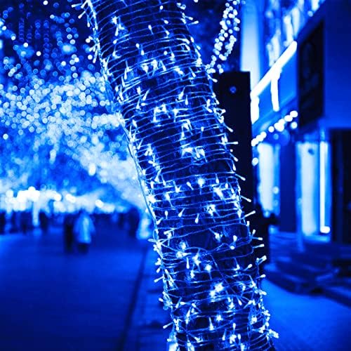JMEXSUSS 163 FT 500 LED Kék Karácsonyi Fények Kültéri, Vízálló, Kék String Fények, Dugó, 8 Módok Tiszta Vezeték Karácsonyi String Fények, a