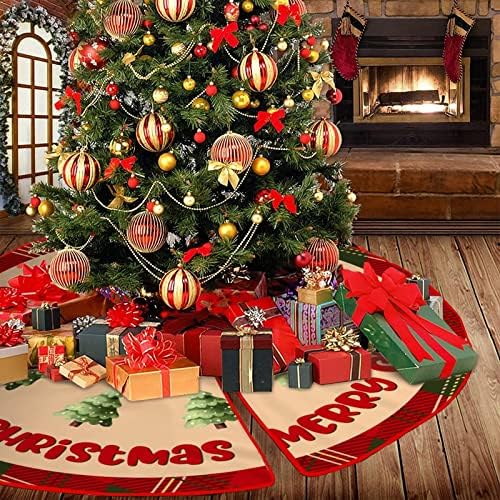 Boldog Karácsonyt Fa Szoknya 36x36 Buffalo Kockás Széle Piros, Zöld karácsonyfa Mat Karácsonyi Labdát Téli Hó Vintage Szoknya Bázis Szőnyeg