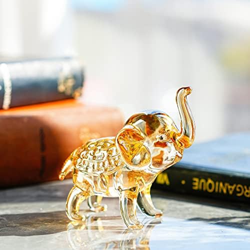 H&D TÜKÖRSIMA & DÓRA Kézzel készített Kristály Elefánt Figura a Törzs -, Üveg -, Állat-Szobor,Csillogó Üveg Művészeti Állatok