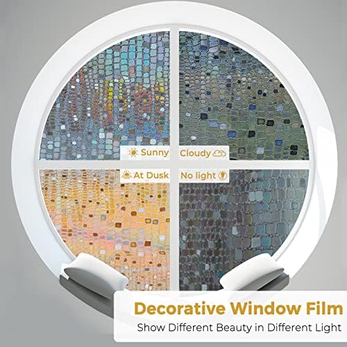 Windimiley Ablak Adatvédelmi Film ólomüveg Szivárvány Ragaszkodik: Ablak Színezés Film Haza Fürdőszoba UV Blokkoló 3D Dekoratív
