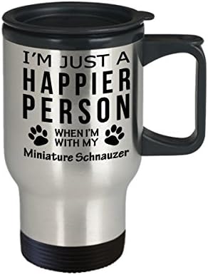 Kutya Szerető Utazási Bögre - Boldogabb Ember A Miniature Schnauzer -Kisállat-Tulajdonos Mentő Ajándékok