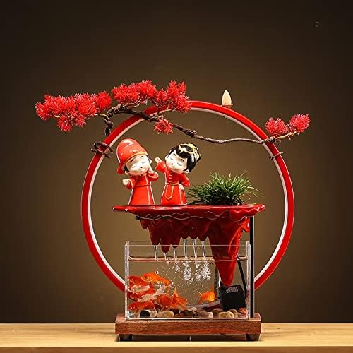 n/a Kínai Stílusú Esküvői Ajándék Víz Áramlását Backflow Censer Táj, a Növények, LED Lámpa Gyűrű akvárium Ünnepi Asztal Díszítése (Szín