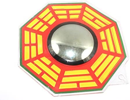 HiJet Feng Shui Hagyományos Vastu Bagua Tükör 9 - Piros, Zöld, Arany Domború Falra a Pozitív Energia, Védelem a Gonosz, a Jó Szerencse.