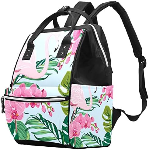 GUEROTKR Utazási Hátizsák, Pelenka táska, Hátizsák Táskában, flamingo állat, virág, levél növényi minta