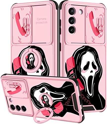 Goocrux (2in1 Samsung Galaxy S21 Esetben Koponya Halloween Csontváz Nők, Lányok Aranyos Lányos hátlapot Szellem Arca Horror