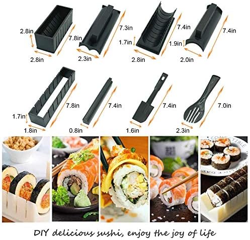 WITBASS 10 Db DIY Haza Sushi, eszköz, Készlet, Teljes Sushi Szett, Műanyag Sushi Készítő Eszköz Teljes, 8 Sushi Rizs Roll Penész Formák Villa