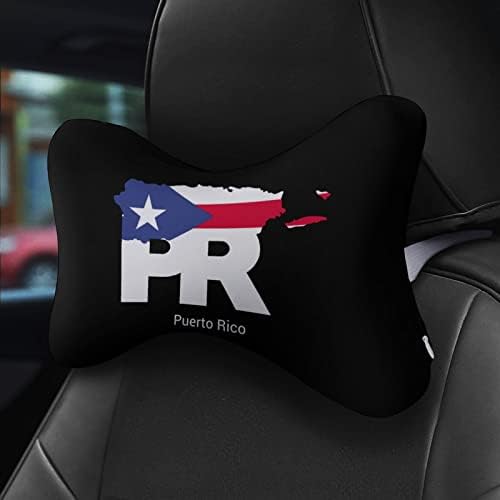 Puerto Rico Térkép Zászló Autó Nyak Párna Készlet 2 Kényelmes Nyak Támogatás Fejtámla Töltött Párna Memory Foam Utazási autósülés