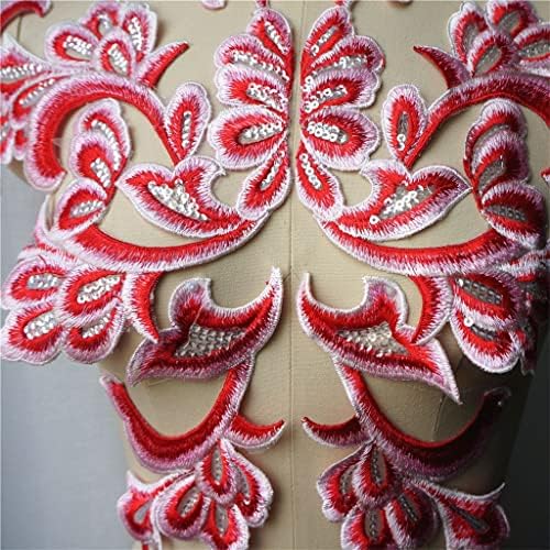 N/4DB Piros Hímzett Appliqués Sequin Csipke Anyagból Barokk Ruha Gallér Varrjuk fel A Javítások az Esküvői Dekoráció Öltöztesd DIY
