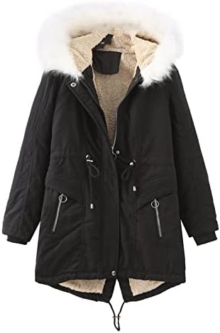 Téli Meleg Kabát Női Szőrme Gallér Kapucnis Le Kabátok Plus Size Hosszú Ujjú Zip Fel Outwear Bolyhos Polár Kabát