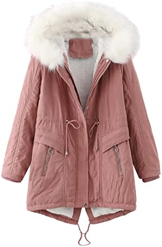 Téli Meleg Kabát Női Szőrme Gallér Kapucnis Le Kabátok Plus Size Hosszú Ujjú Zip Fel Outwear Bolyhos Polár Kabát