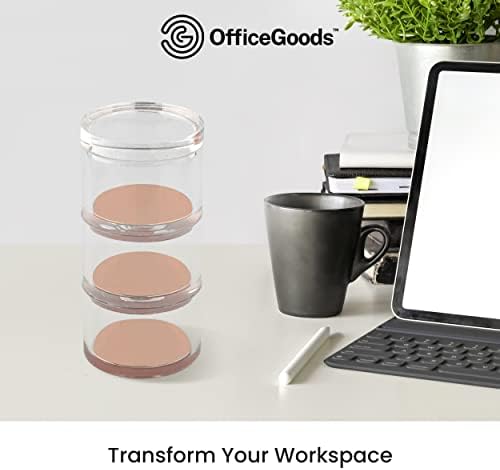 OfficeGoods 3 Tier Rakható Akril Szervező w/Rose Gold Base – Funkcionális & Elegáns Asztal a Szervező Irodában vagy Otthon – Segít