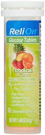 ReliOn Trópusi Gyümölcs, Szőlőcukor Csomag - 50 Gróf Üveg 10 Szám Utazási Cső - Energia Fellendítése a Diabetes Care + Luall Matrica