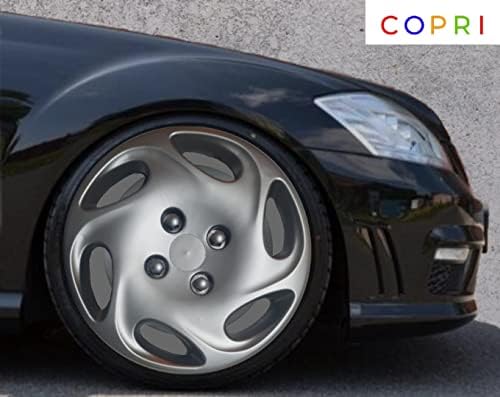 Copri Készlet 4 Kerék Fedezze 14 Coll Ezüst Dísztárcsa Snap-On Illik Toyota Yaris Prius