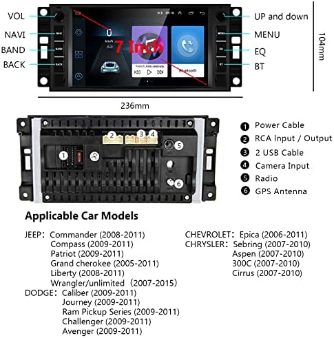 Android Autó Hifi a Jeep Wrangler Chrysler Dodge Parancsnok Hazafi Iránytű 300C, 7 Hüvelykes érintőképernyő autórádió, Bluetooth,