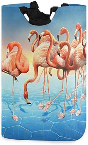 visesunny Piros Flamingó Kék Égen Nagy Szennyesben fogantyúval Lehajtható Tartós Szennyestartót Mosoda Táska Játék-Bin Fürdőszoba,