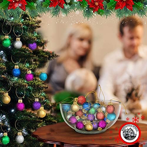 1 Hüvelyk Többszínű Mini Csillogó Üveg Labdát Karácsonyi Díszek Készlet 25 Golyó | Miniatűr karácsonyfadísz | Rusztikus Karácsonyi