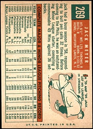1959 Topps 269 Jack Meyer Philadelphia Phillies (Baseball Kártya) NM/MT+ Phillies