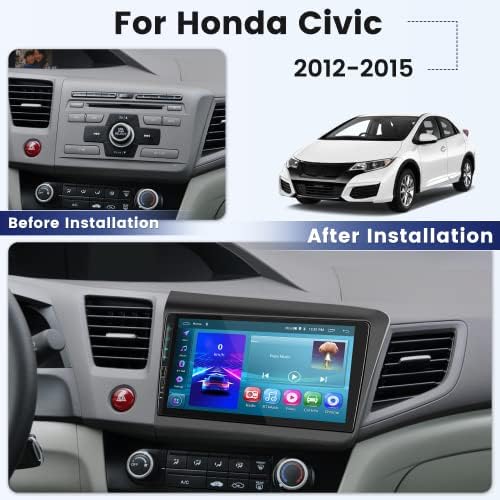 a 2012-2015 Honda Civic Autó Sztereó Apple Carplay Android Auto 9 Hüvelykes érintőképernyő Android 11 autórádió, Bluetooth Biztonsági