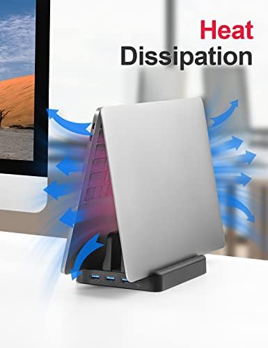 Vaydeer Állítható Műanyag Függőleges Laptop Állvány USB Asztali Notebook Jogosultja helytakarékos 3 az 1-ben Dokkoló Állomás, Minden MacBook