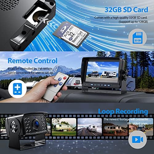 ZEROXCLUB HD Biztonsági Kamera Rendszer, Készlet, Loop Felvétel 7 Monitor Vezetékes tolatókamera BY701A + oldalnézet Kamera Csomag