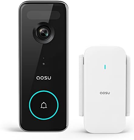 AOSU Csengő Vezeték nélküli Kamera, 5MP Ultra HD, Nincs Havi Díj, Tripla mozgásérzékelés Videó Csengő a Főhadiszállásuk, Megerősített