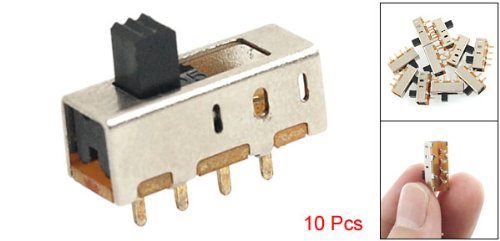 Uxcell a11090600ux0485 Panel PCB-4 Pin-3 Pozícióban 1P3T SP3T Függőleges tolókapcsoló, 0.5 Erősítő, 50V DC, 10 Darab