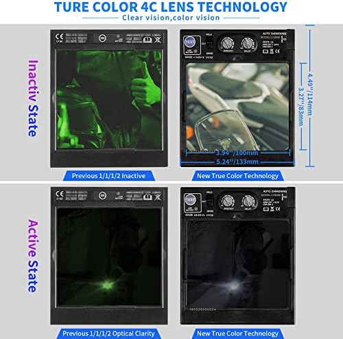 Tekware Hegesztés Sisak Napelemes True Color automatikusan Sötétedő Hegesztőket Maszk Nagy Megtekintése Hegesztő Sisak 4 Ív Érzékelő