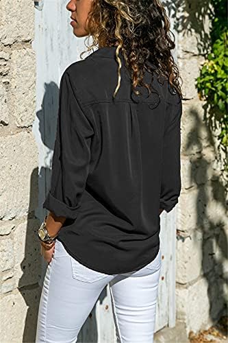 Andongnywell Női Alkalmi Hajtóka Hosszú Ujjú Ing, Pocket Póló viselet Nyáron Többszínű Nagyméretű Blúz