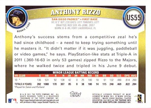 2011 Topps Frissítés Baseball US55 Anthony Rizzo Újonc Kártya