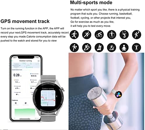 DROOS Smartwatch Android iOS 1.36, Teljes Képernyő,Bluetooth Hívás, GPS Track, Stopper,Zene Vezérlés Lépésszámláló, IP68 Vízálló