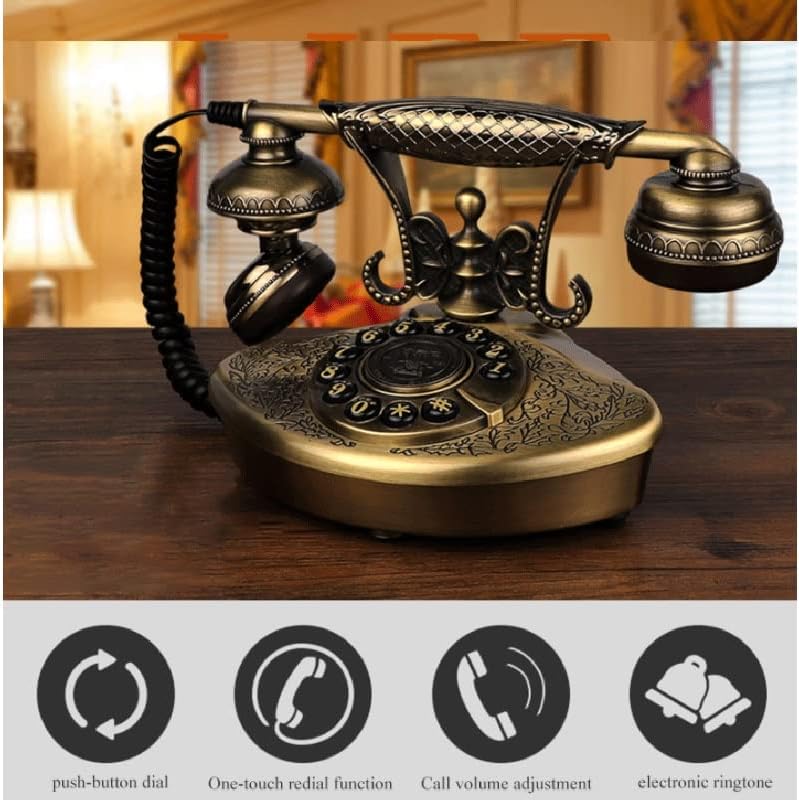 DLVKHKL Vintage Asztal Telefon Antik Stílus Gombot, Tárcsázza a Fém Telefon, Elektronikus Csengőhang, Otthoni Iroda Telefon Dekoráció
