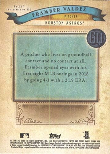 2019 MLB Cigány Királynő Baseball 217 Framber Valdez RC Újonc Houston Astros Hivatalos Topps Trading Card