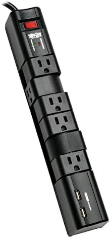 Tripp Lite 6 Forgatható Outlet túlfeszültségvédő elosztó, 8ft Kábel, Két USB, Fekete, 50, 000 Biztosítás (TLP608RUSBB) & TLP808B