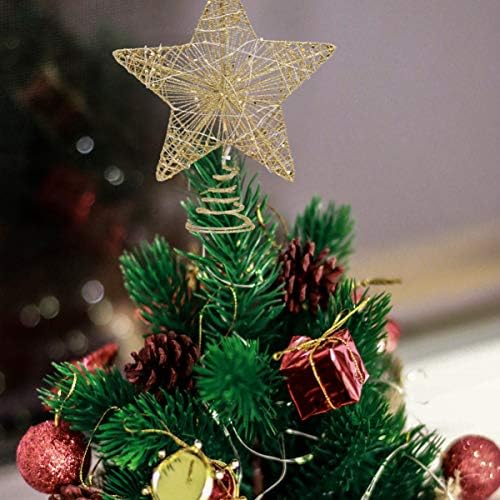 NUOBESTY karácsonyfa Topper LED Égő Csillag csúcsdíszt karácsonyfa Topper a karácsonyfa Díszek (Arany)