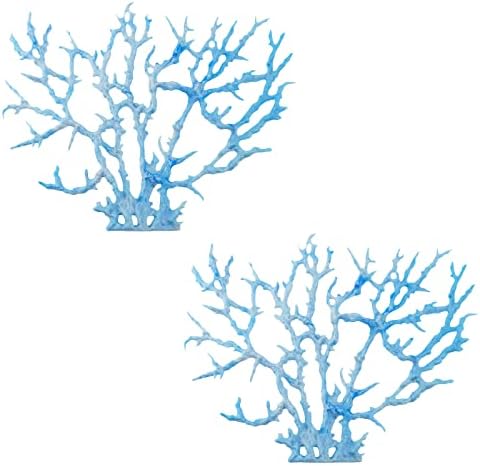 WDONAY Akvárium Korall Meghatározott Dekoráció Szimuláció Lágy Korall Táj Gyanta, Korall-Fa Kék 240×190mm/9.45×7.48 1 Db