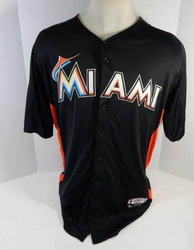 2012-13 Miami Marlins Mark Canha 26 Játékban Használt Fekete Jersey ST BP 48 81 - Játék Használt MLB Mezek